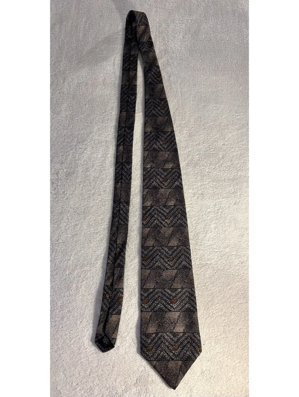 VILLA BUGATTI Men's Tie Black Brown Tan White 4 X 58